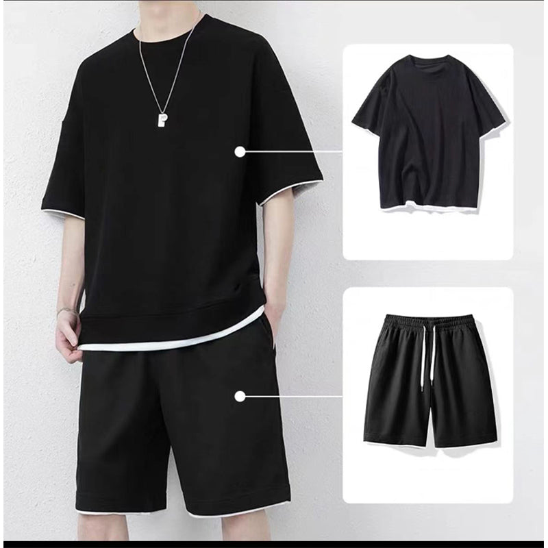 🎉 LIMITED TIME 50% OFF! 👕 Men's Waffle Knit T-Shirt & Shorts Set – Cooling Sensation Fabric & Relaxed Fit Design 💙