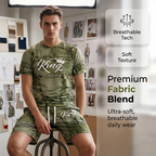 👕 50% OFF NOW! 🎉 Men's Casual Faux Denim Print T-Shirt & Shorts Set – Soft & breathable – Trendy denim look, perfect for summer or casual days 🩳✨