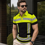 📢 LIMITED TIME 50% OFF! 👕 Men's High Visibility Reflective Short Sleeve Shirt – Neon Blocks & Athletic Fit Cut ⏰